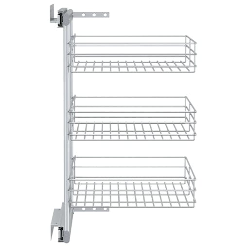 NNEVL 3-Tier Pull-out Kitchen Wire Basket Silver 47x35x56 cm