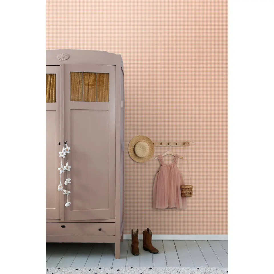 ESTAhome behang ruitmotief oranje - 50 x 900 cm