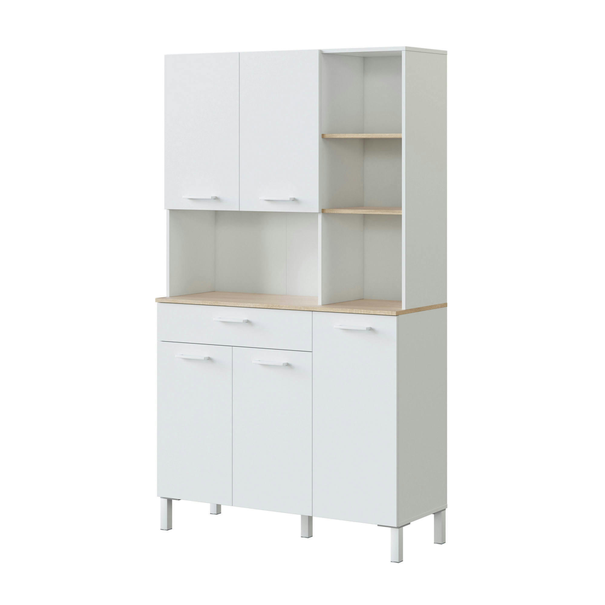 DGALASS - Armoire polyvalente avec 5 portes effet bois blanc et chêne