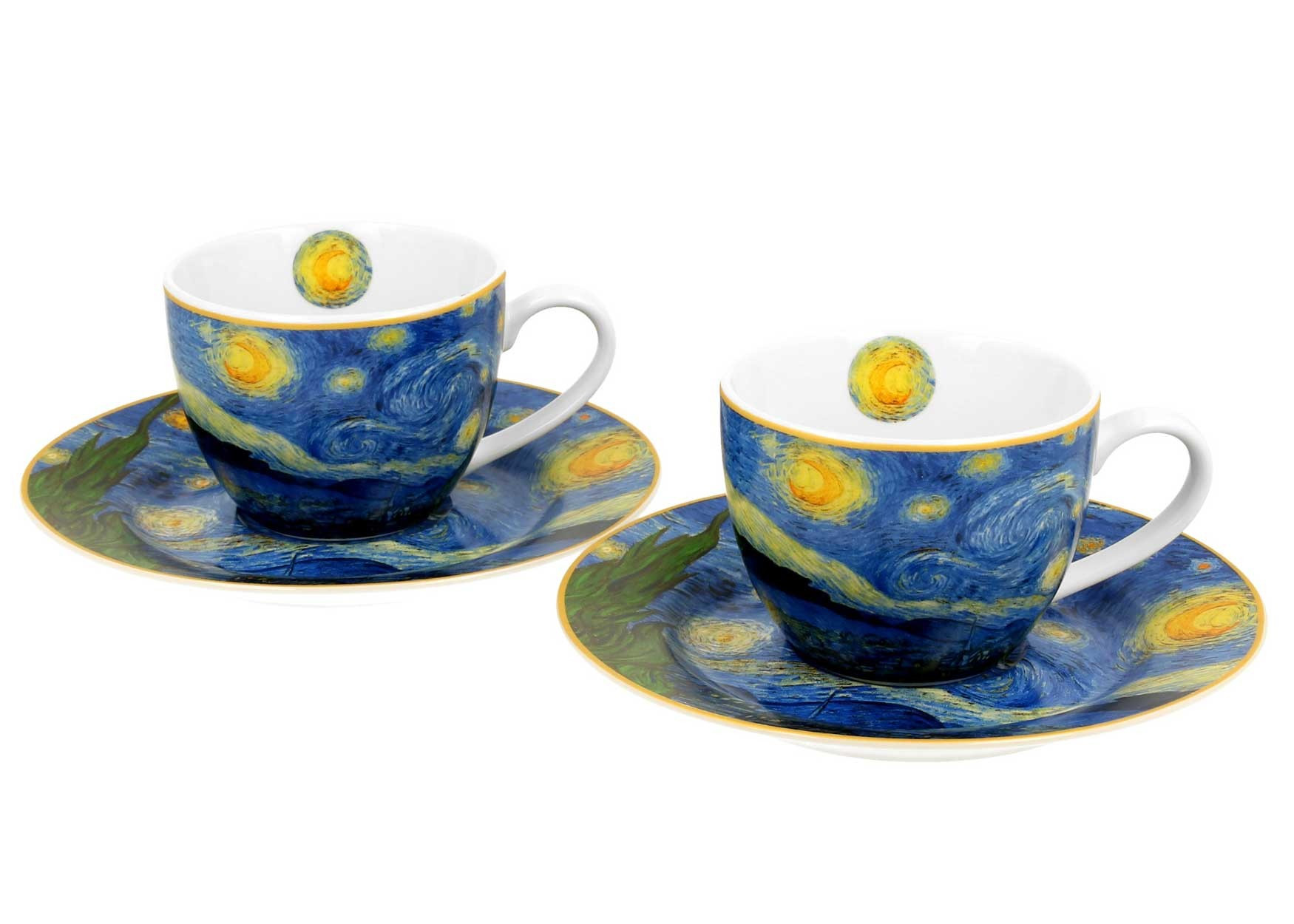 Zestaw 2 filiżanek espresso Van Gogh Starry Night 90 ml do Kawy Herbaty
