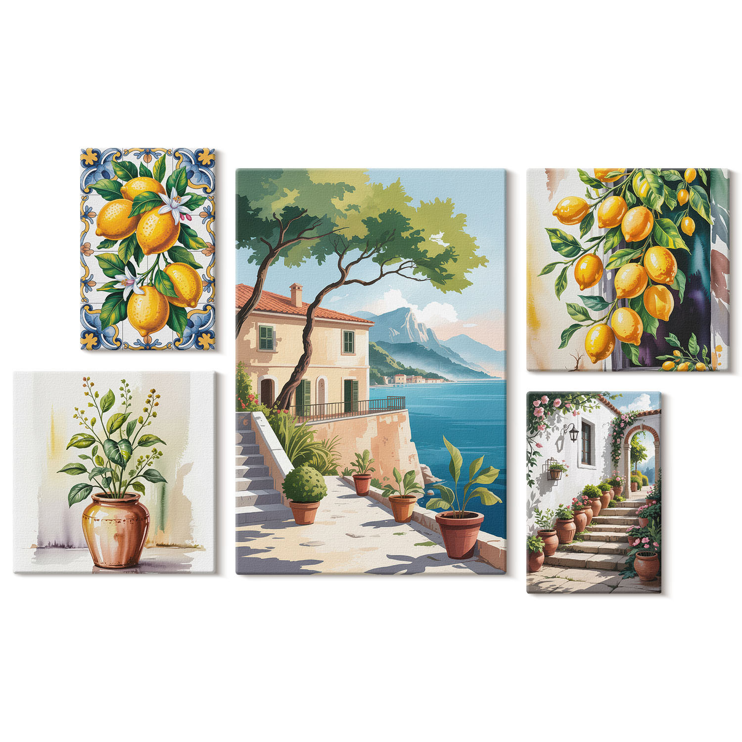 Obraz canvas 5 części Cytrusowe krajobrazy|20x30, 30x30, 40x60|Wallfluent