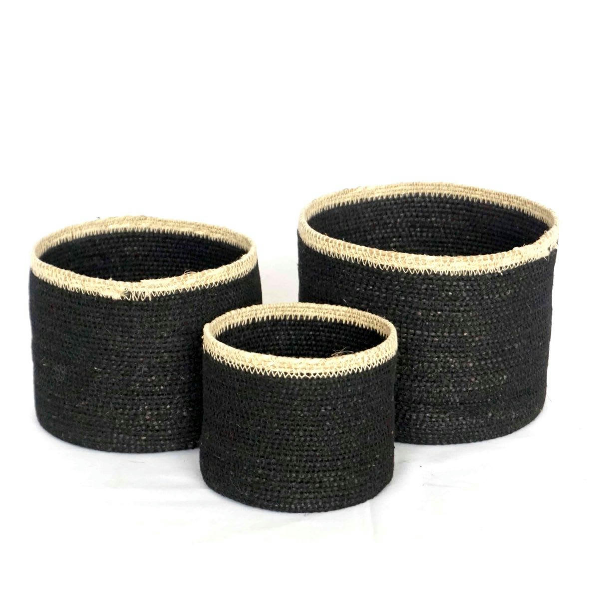 - Set de 3 boîtes en jonc de mer