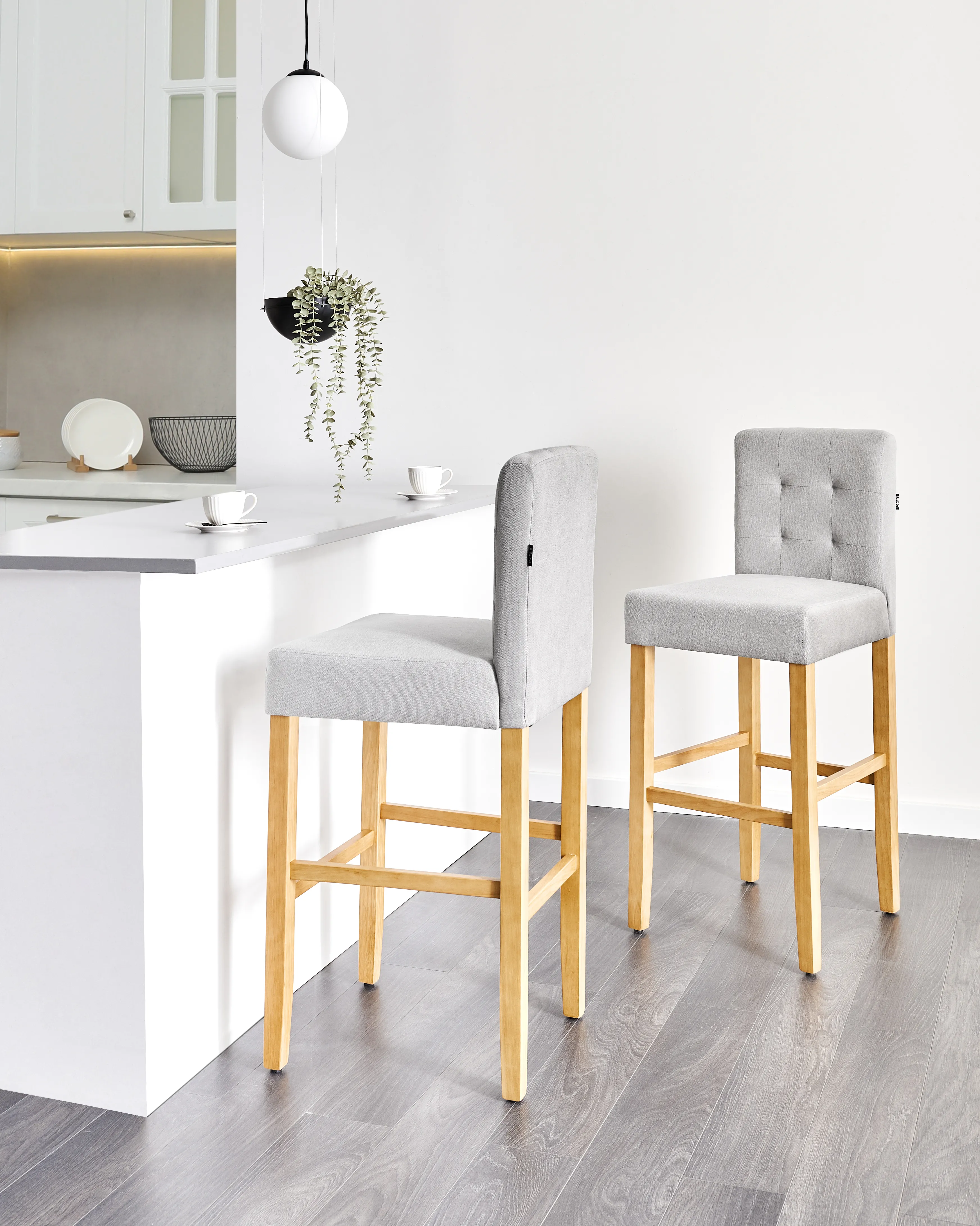 Set of 2 Bar Chairs MADISON Grey