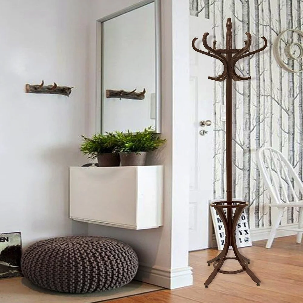 Liverpool Floor Standing Coat Rack Stand - 6ft Tall - Use with Jackets Hats Scarves Purses Suits Umbrellas