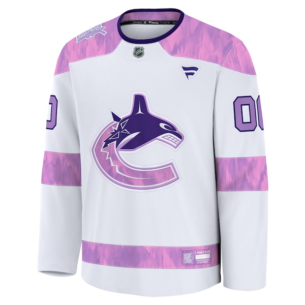 Vancouver Canucks  2024 Hockey Fights Cancer Custom Practice Jersey - White