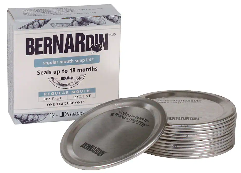 Bernardin Regular Mouth Replacement Snap Lids for Mason Jars, 12 Count