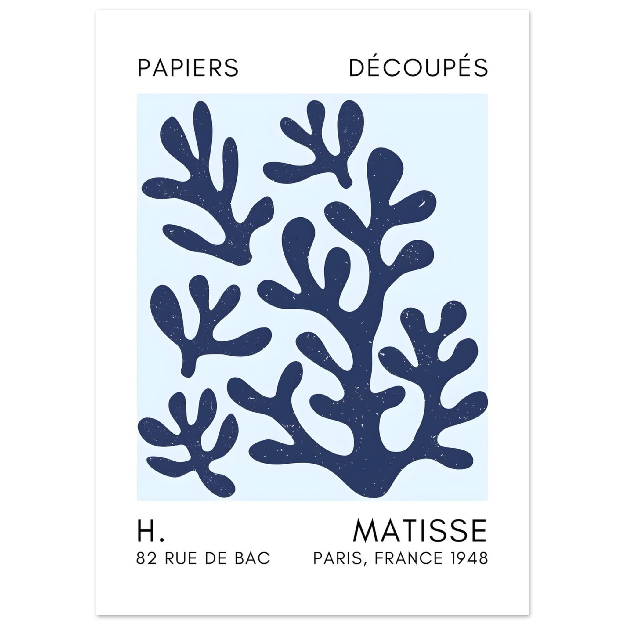 Artfulprints Poster Matisse – Coral shadows navy blue I  - 50x70 cm - Blauw
