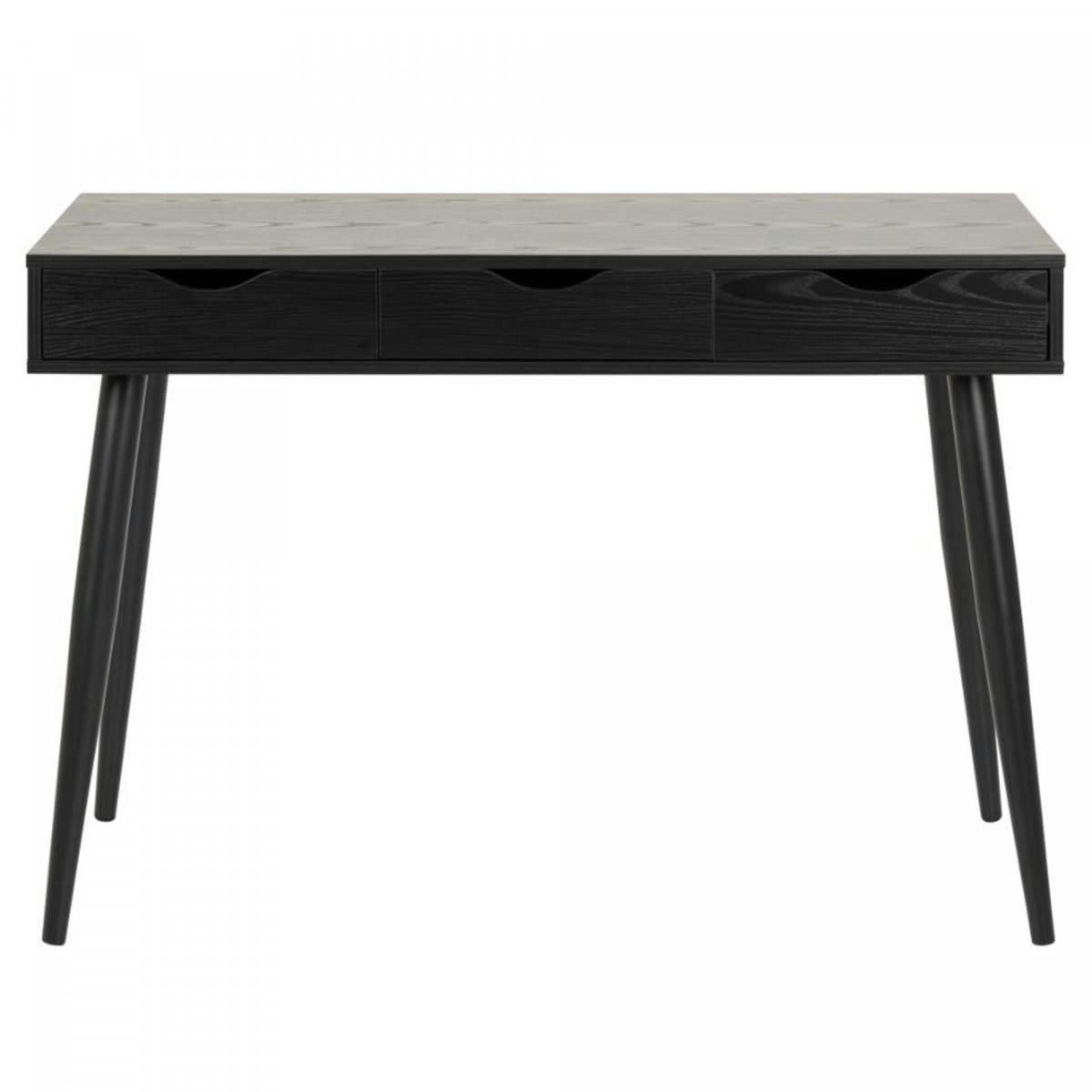 PLUTON - Bureau en bois foncé 3 tiroirs