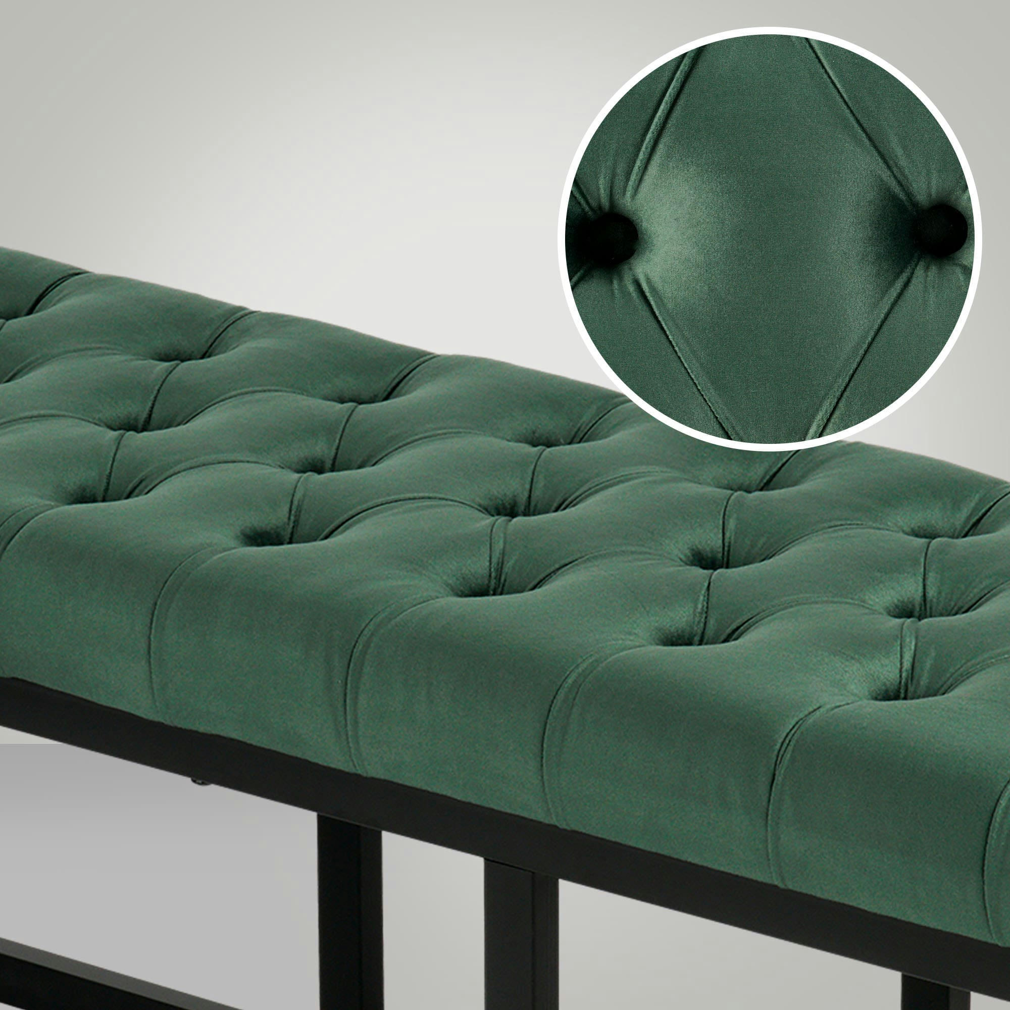 POLSON - Banquette avec cadre en métal et assise en velours Vert
