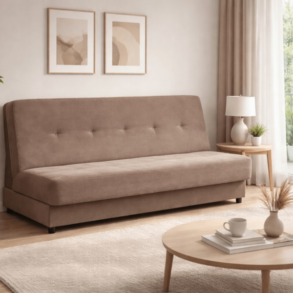 Wersalka Rozkładana Sofa Z Funkcją Spania Dwuosobowa Welur Brąz ARUBA