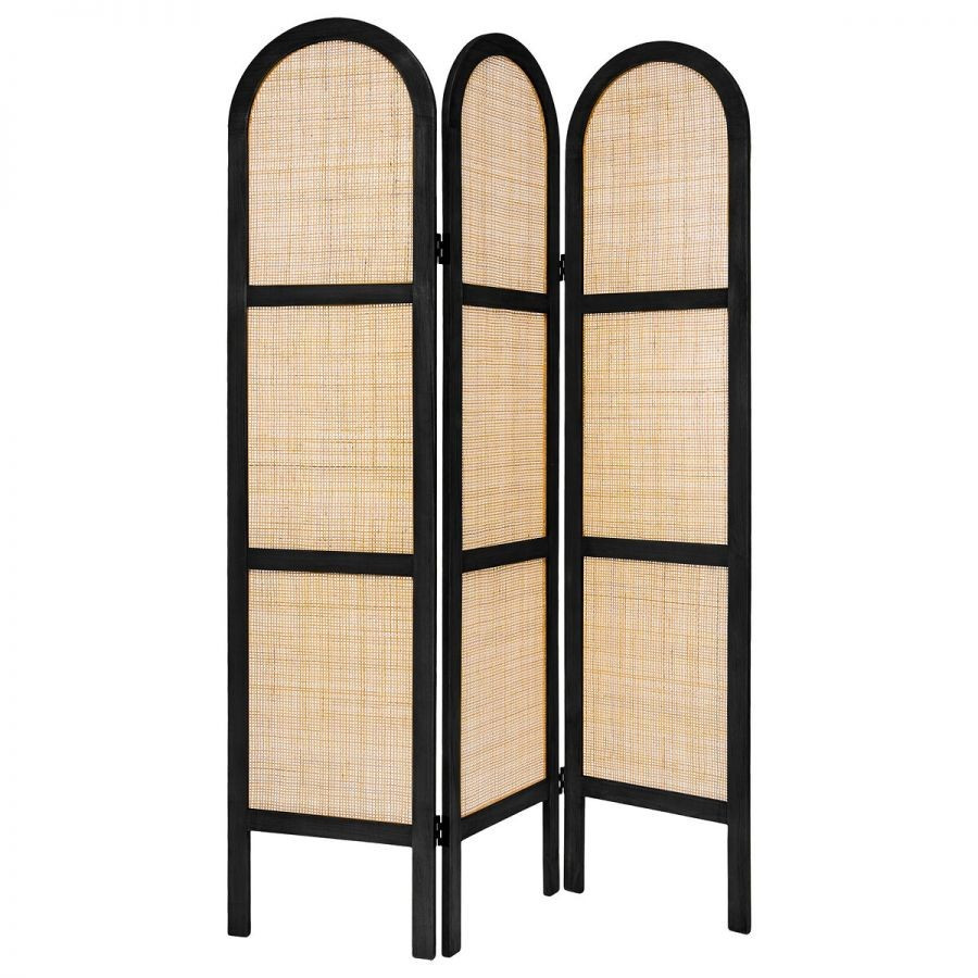 Parawan z plecionką SCREEN czarny 169,5x120 cm