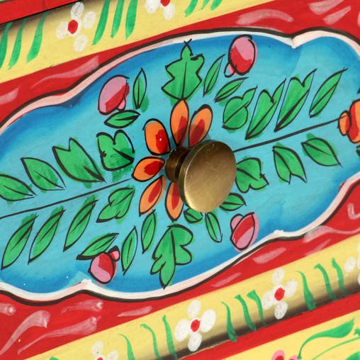 NNEVL Hand Painted Bedside Cabinet 40x30x50 cm Solid Mango Wood