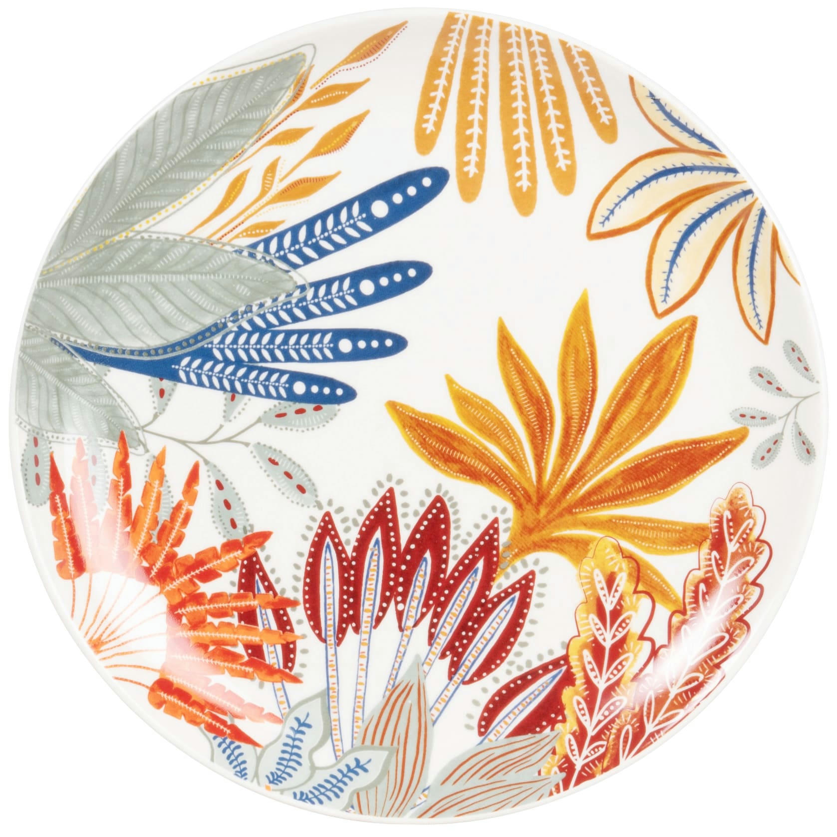 AQABA - Assiette plate en grès motif floral multicolore