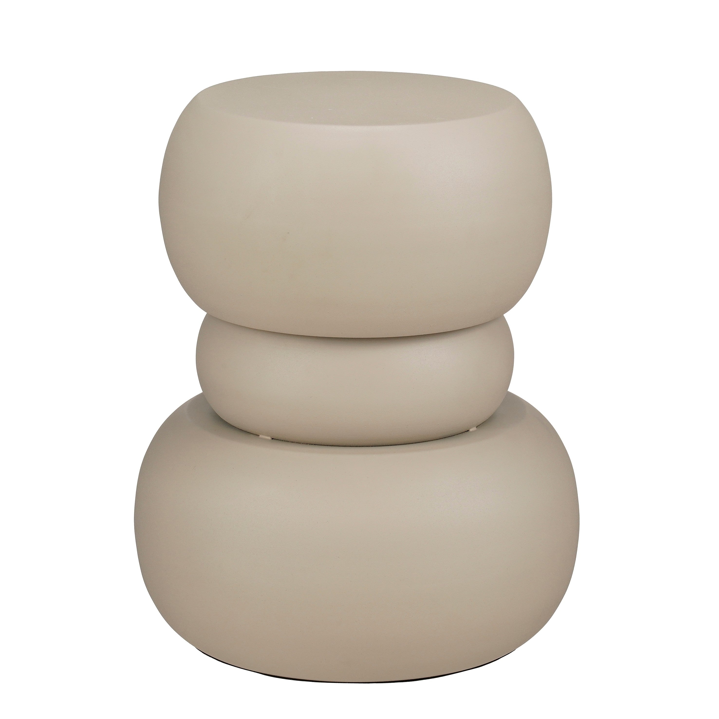 Mica Decorations Zea Bijzettafel - Bijzettafeltje Rond - Woonkamer Decoratie - 51 x 42 cm - IJzer, MDF, Fluweel - Off-White