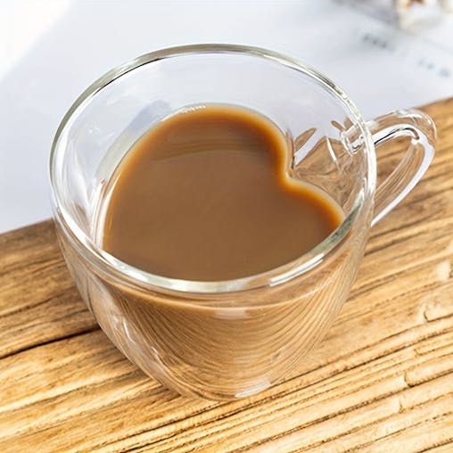 NNETM Heart Couple Cup Insulated Glass Mug