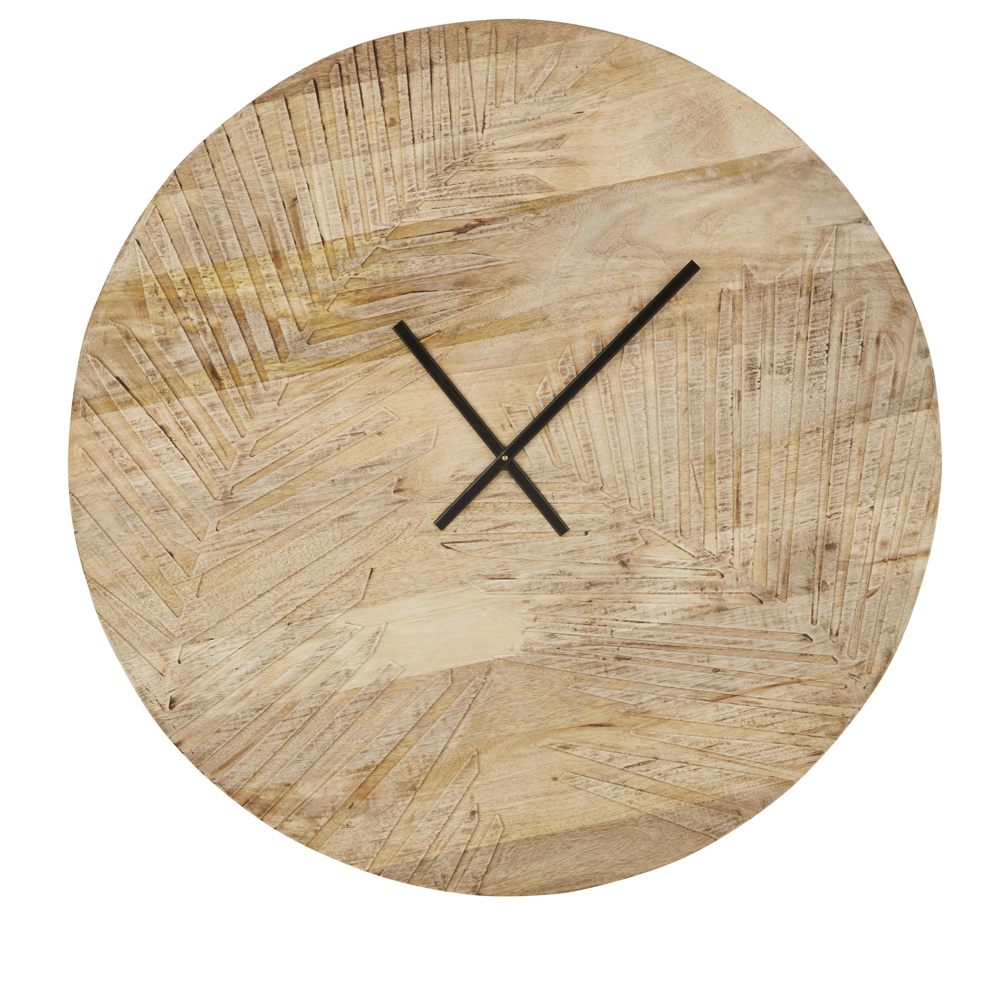 MARBO - Horloge murale en manguier gravé D90