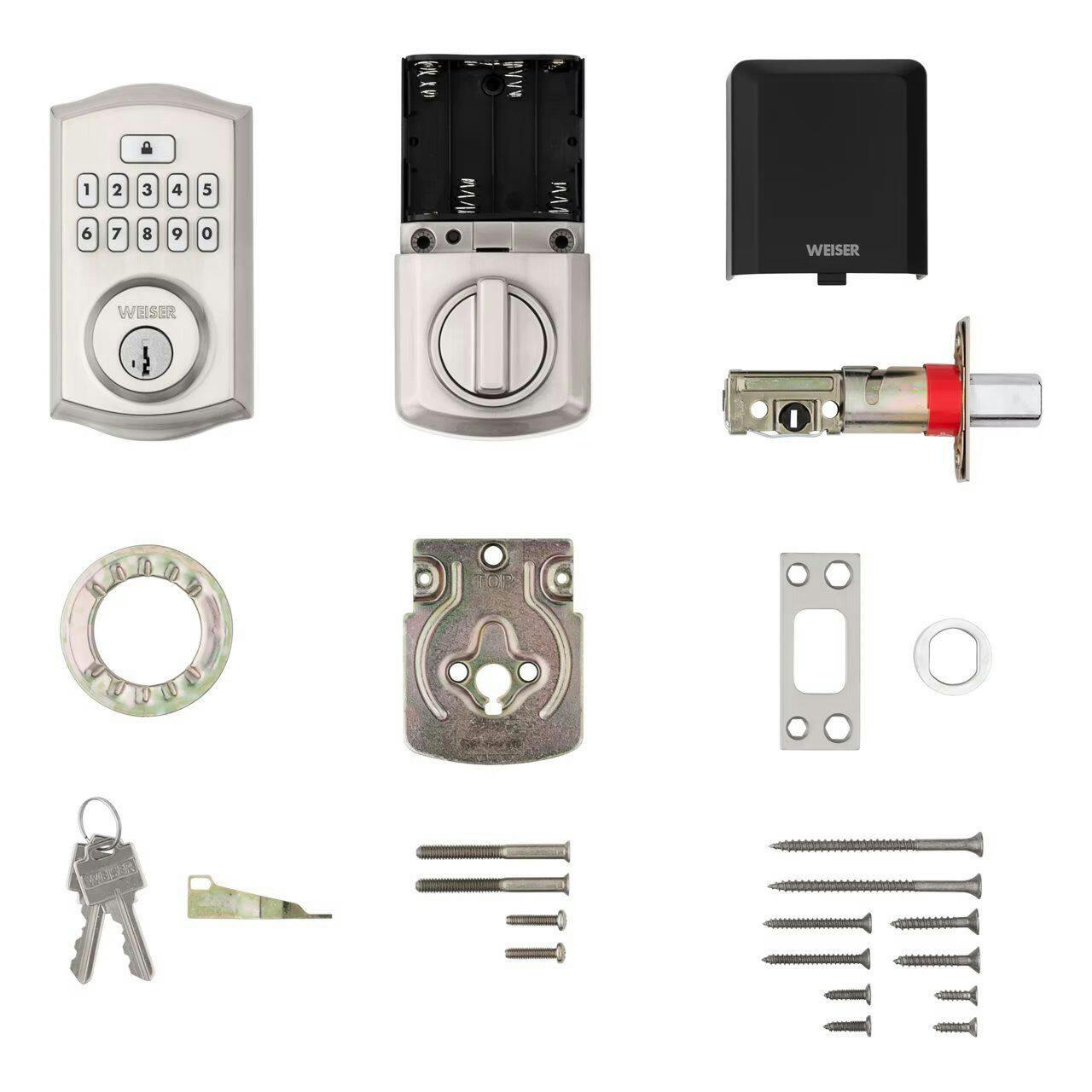 Weiser Smartcode Traditional Keypad Electronic Deadbolt Door Lock, Satin Nickel
