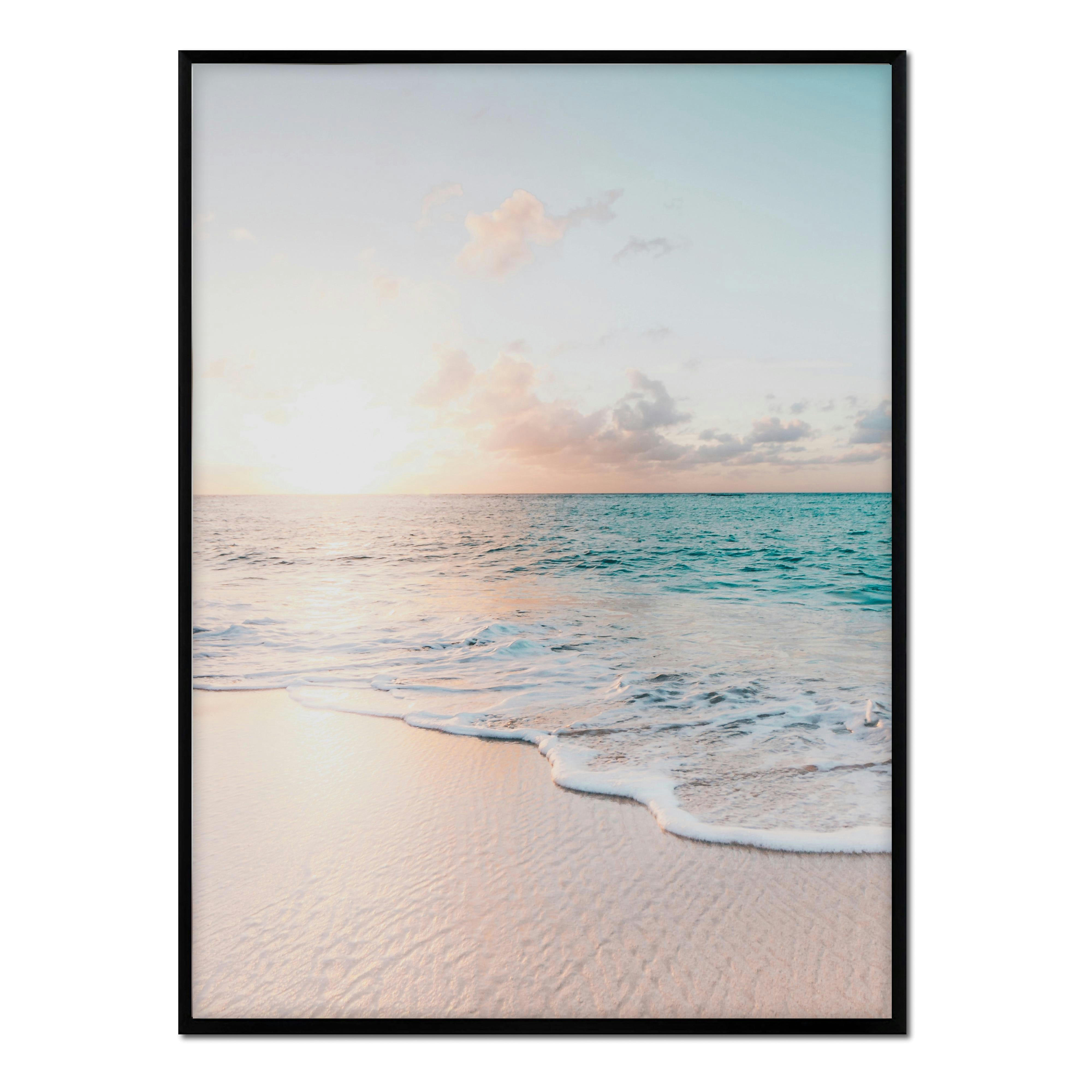 PLAYA - Affiche avec cadre noir - Coucher de soleil - 30x40