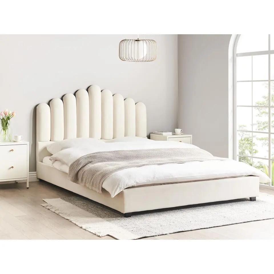 VINCENNES - Bed - Gebroken wit - 140 x 200 cm - Fluweel