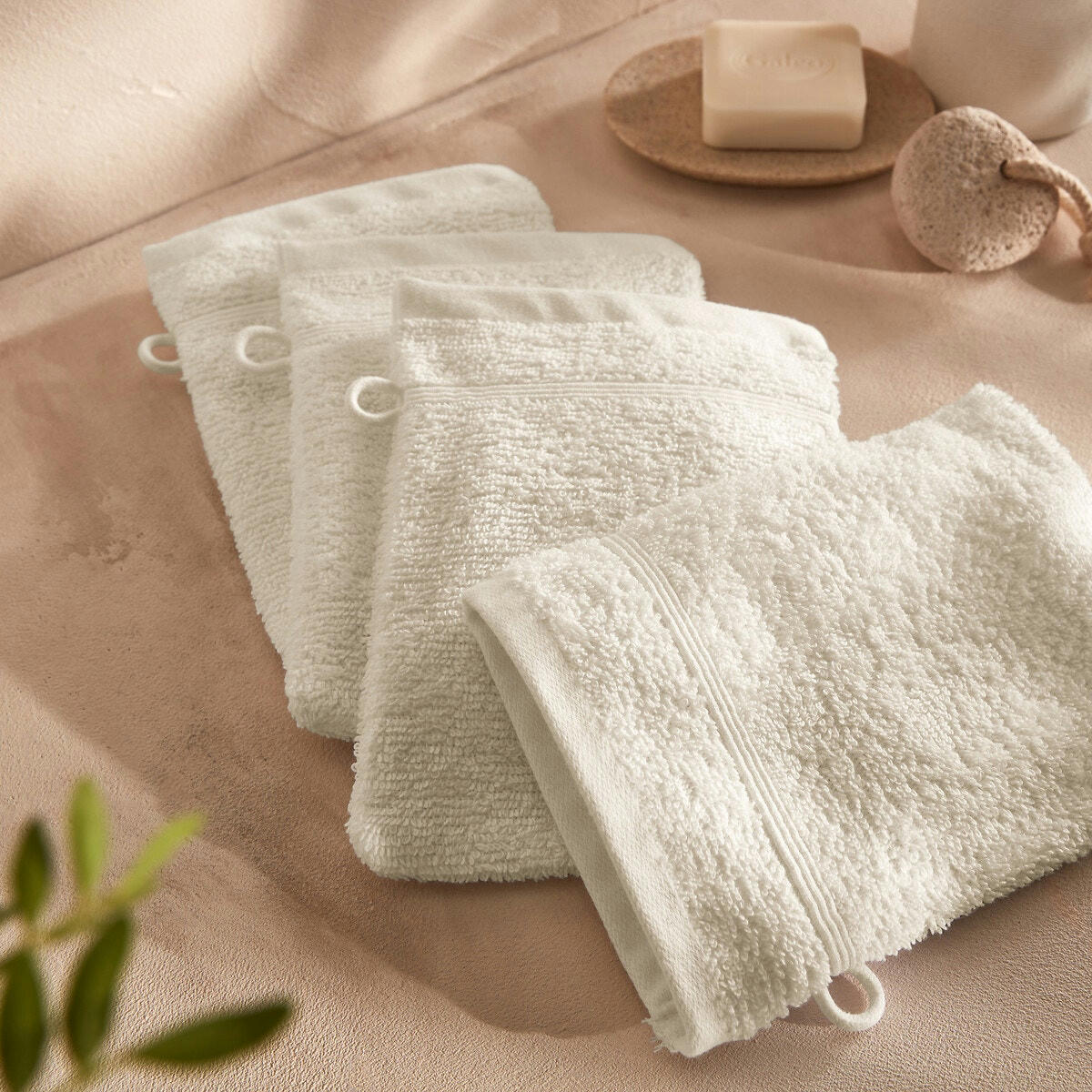 Lot 4 gants de toilette éponge bouclette, Zavara