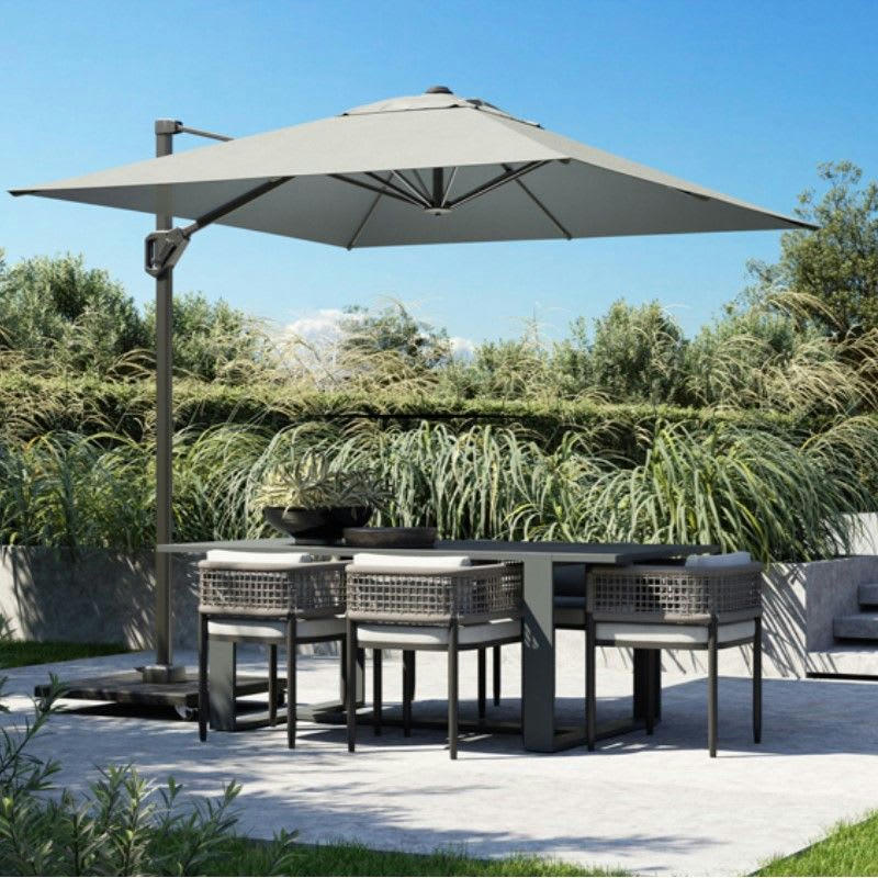 VOYAGER T1 - Parasol déporté rectangulaire 3x2 m simple inclinaison gris clair