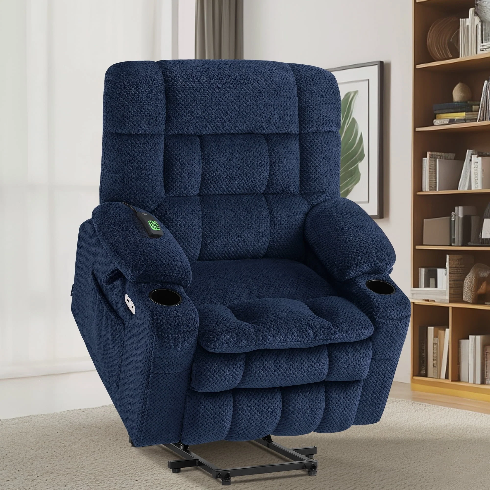 MCombo Dual Motor Power Lift Recliner Chair with Massage and Heat, Infinite Position, Fabric R7894 (Small-Wide)