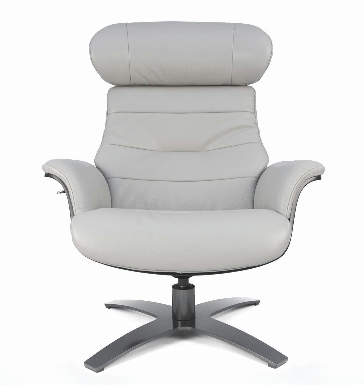 VÉGA - Fauteuil en cuir et bois noir - Cuir Gris