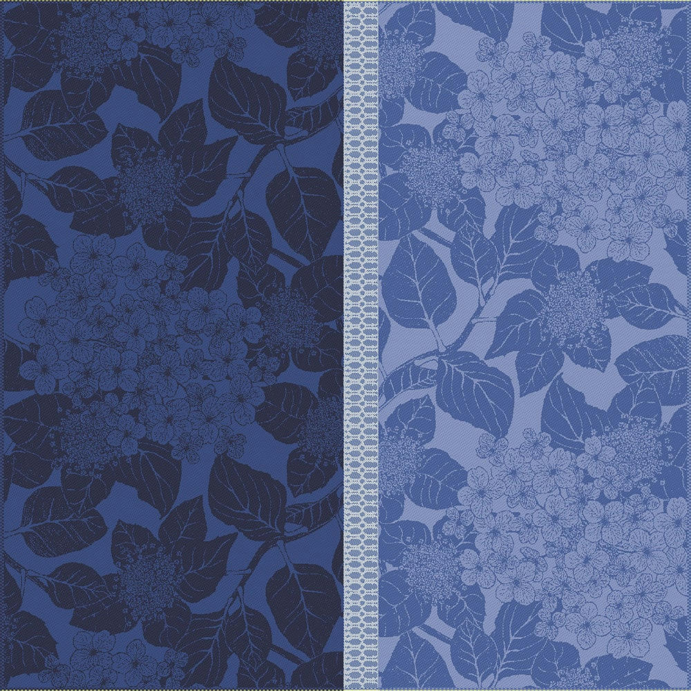 HORTENSIAS BLEU - Serviette pur coton bio pur coton bio bleu 55x55