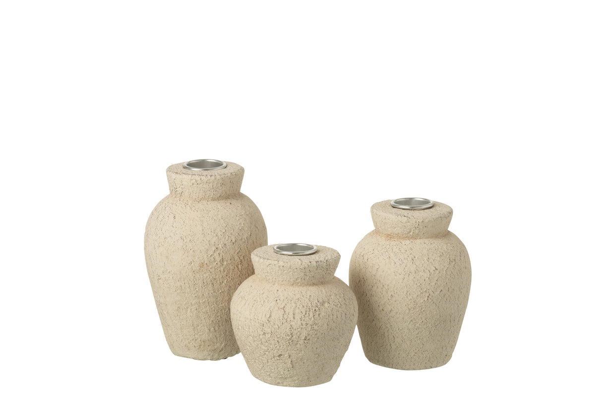 J-Line kaarshouder - cement - beige - large - set van 3