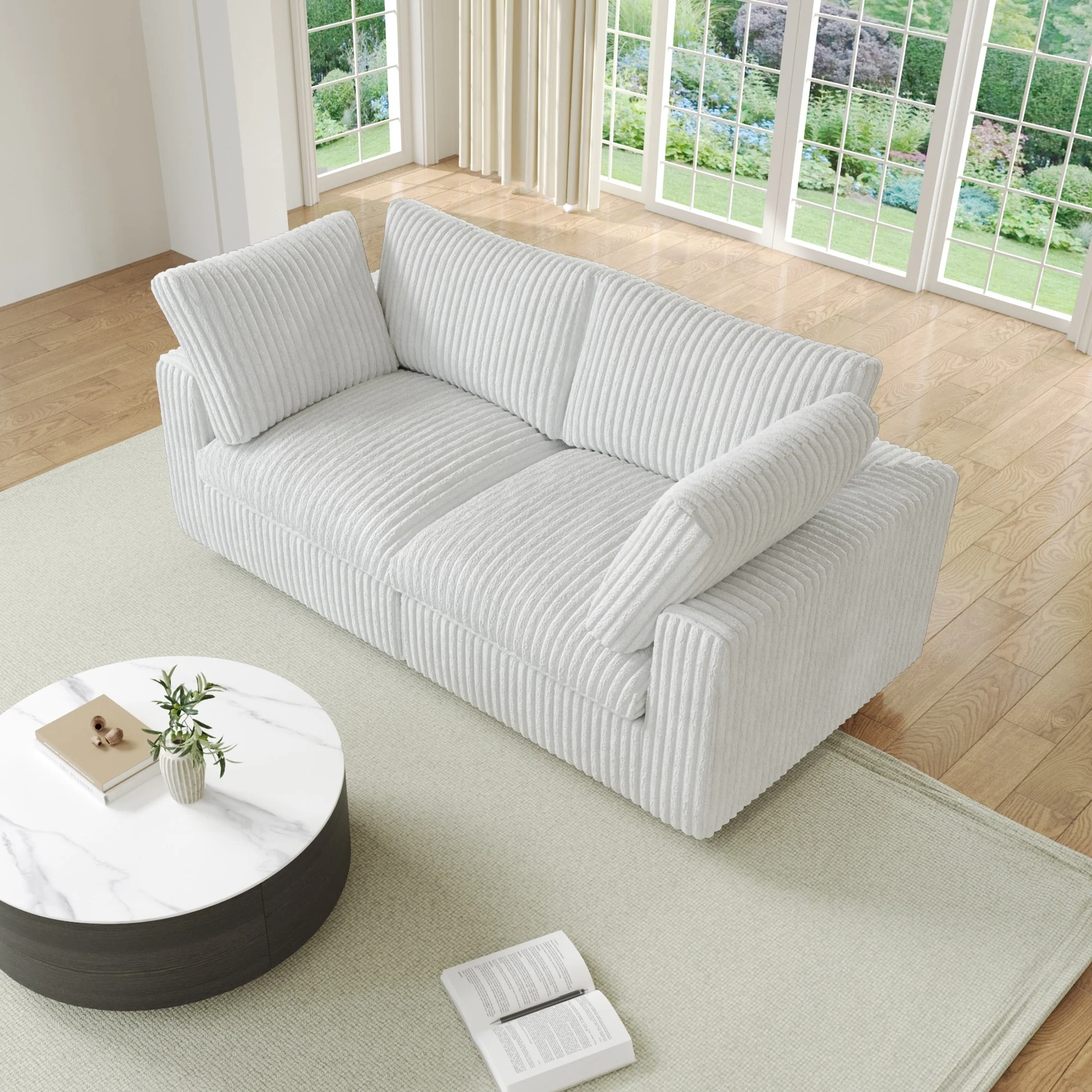 78.74 Soft Plush Modular Sectional Loveseat Sofa Upholstered Couch