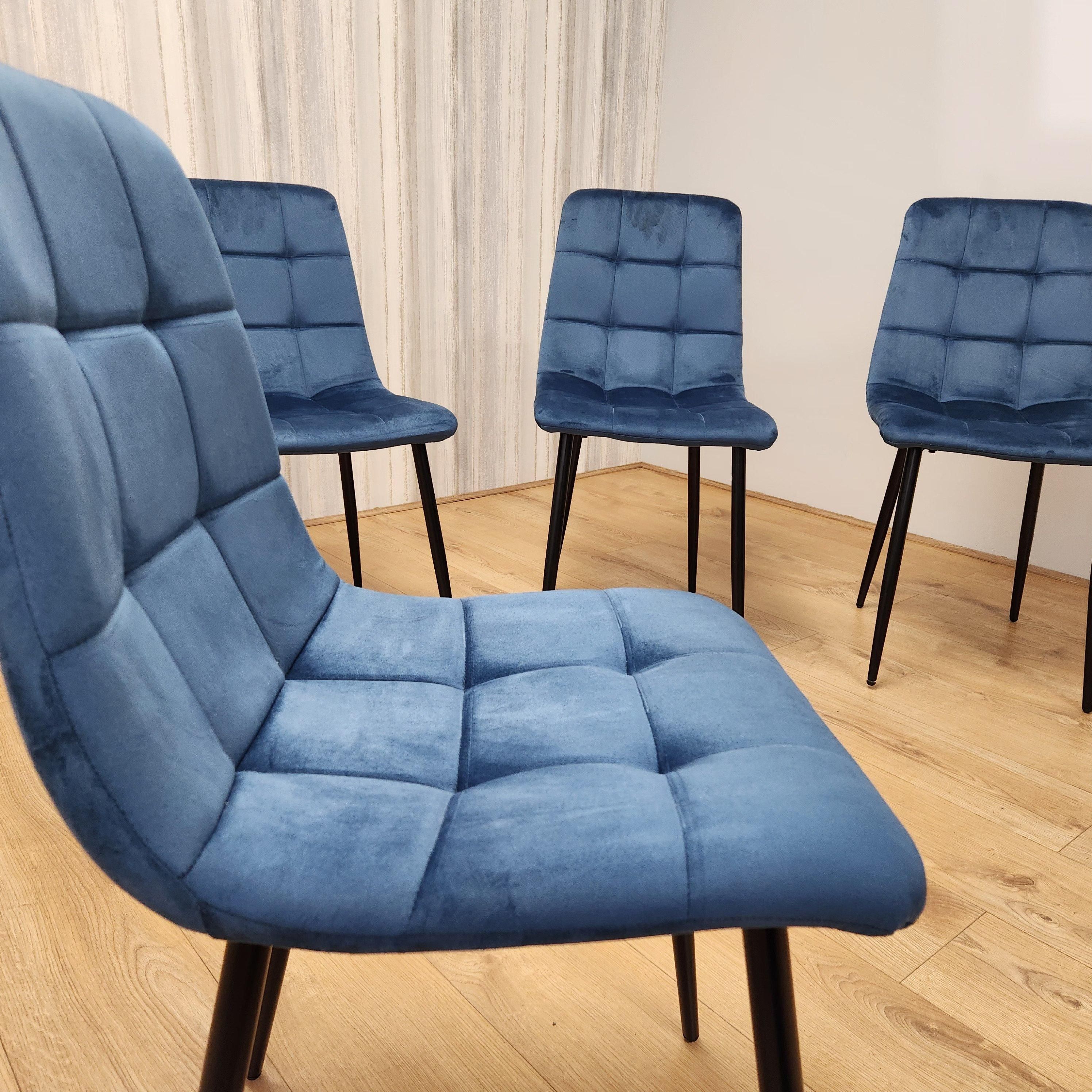KOSY KOALA Dining Chairs Set Of 4 Blue Tufted Chairs Velvet Chairs, Soft Padded Seat Chairs