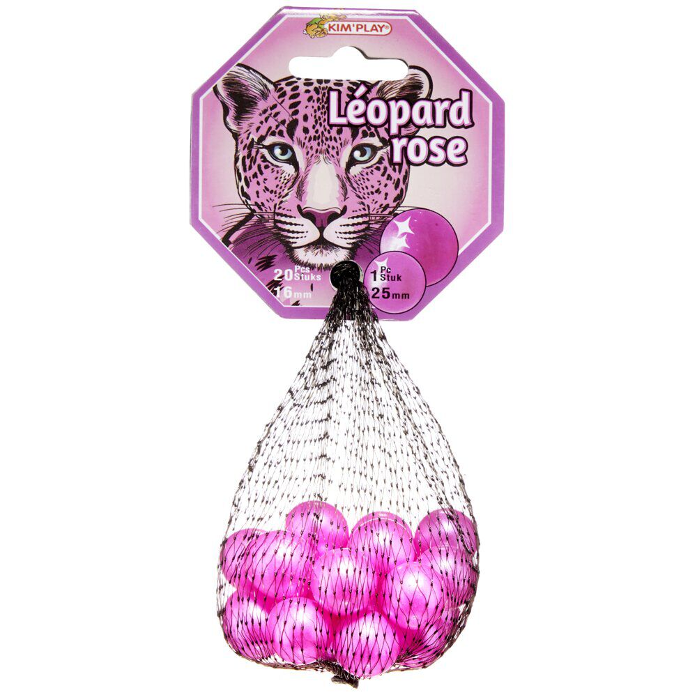Bille en verre x20   1 boulard rose Léopard