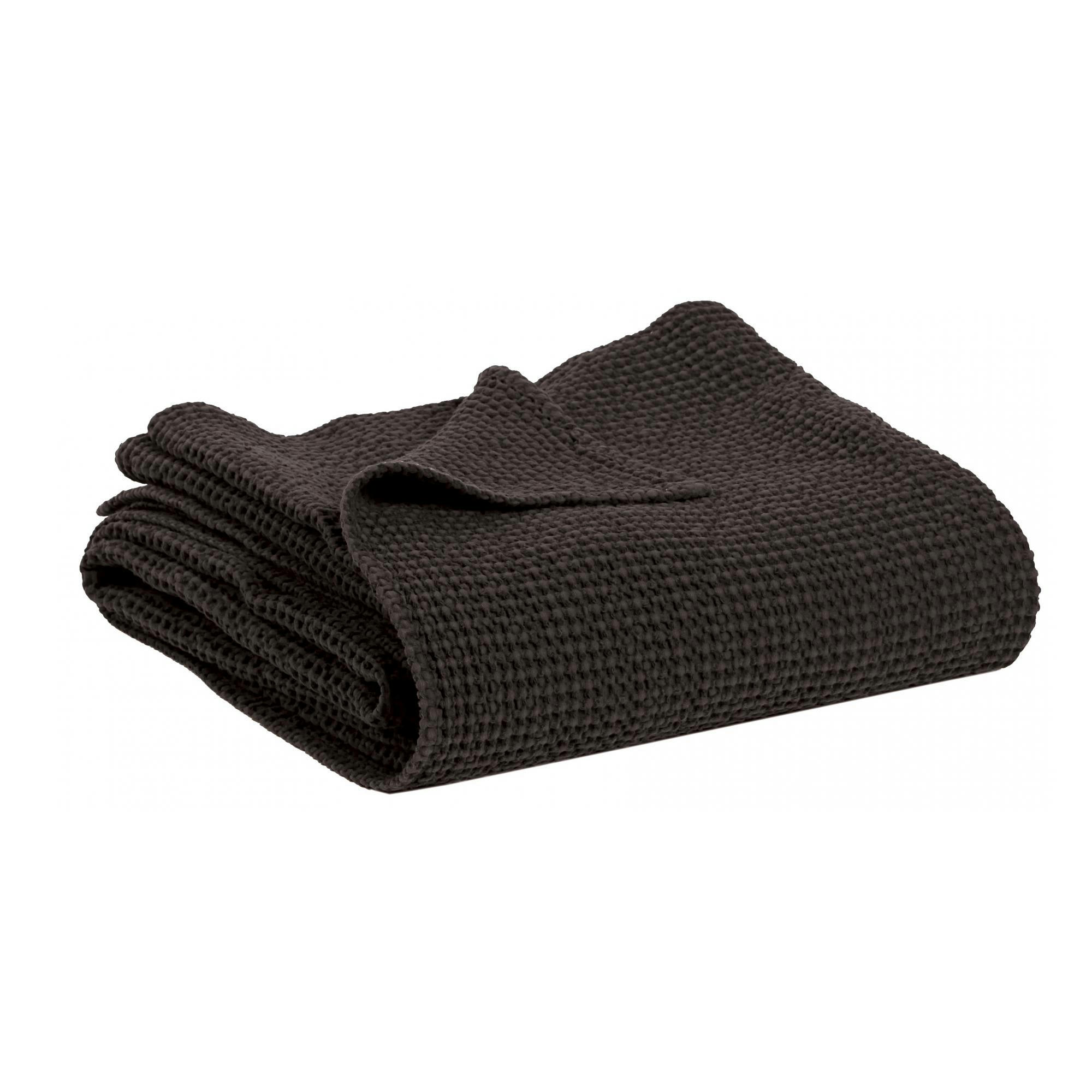 MAIA - Plaid  en coton carbone 140 x 200