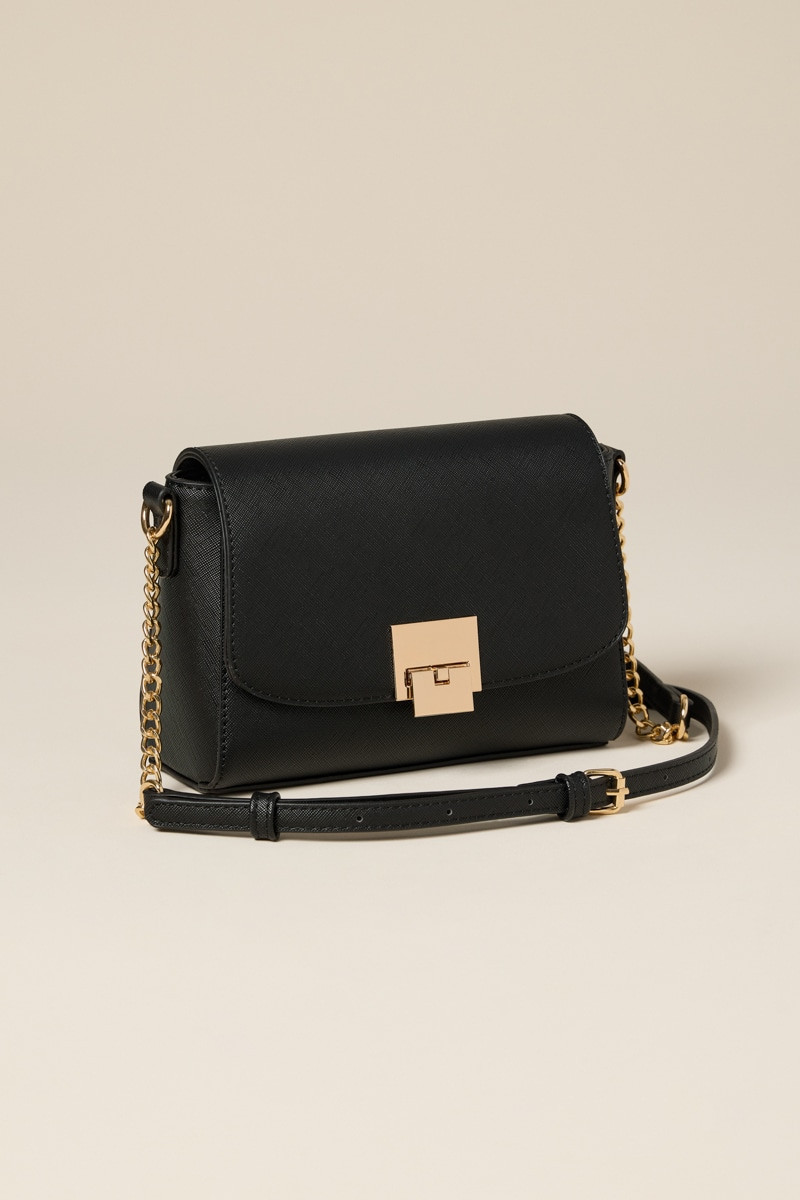 Ashley Metal Lock Crossbody Bag