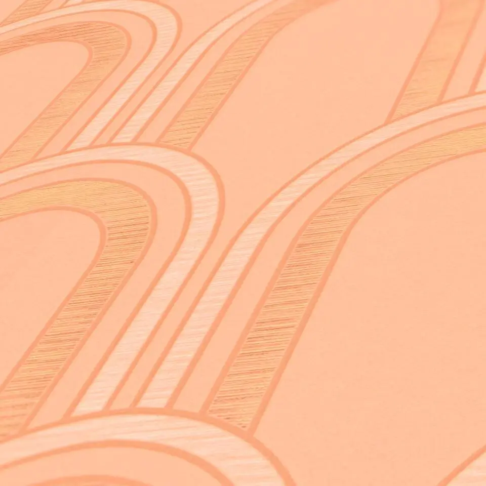 Livingwalls behang art deco motief oranje, wit, goud en metallic