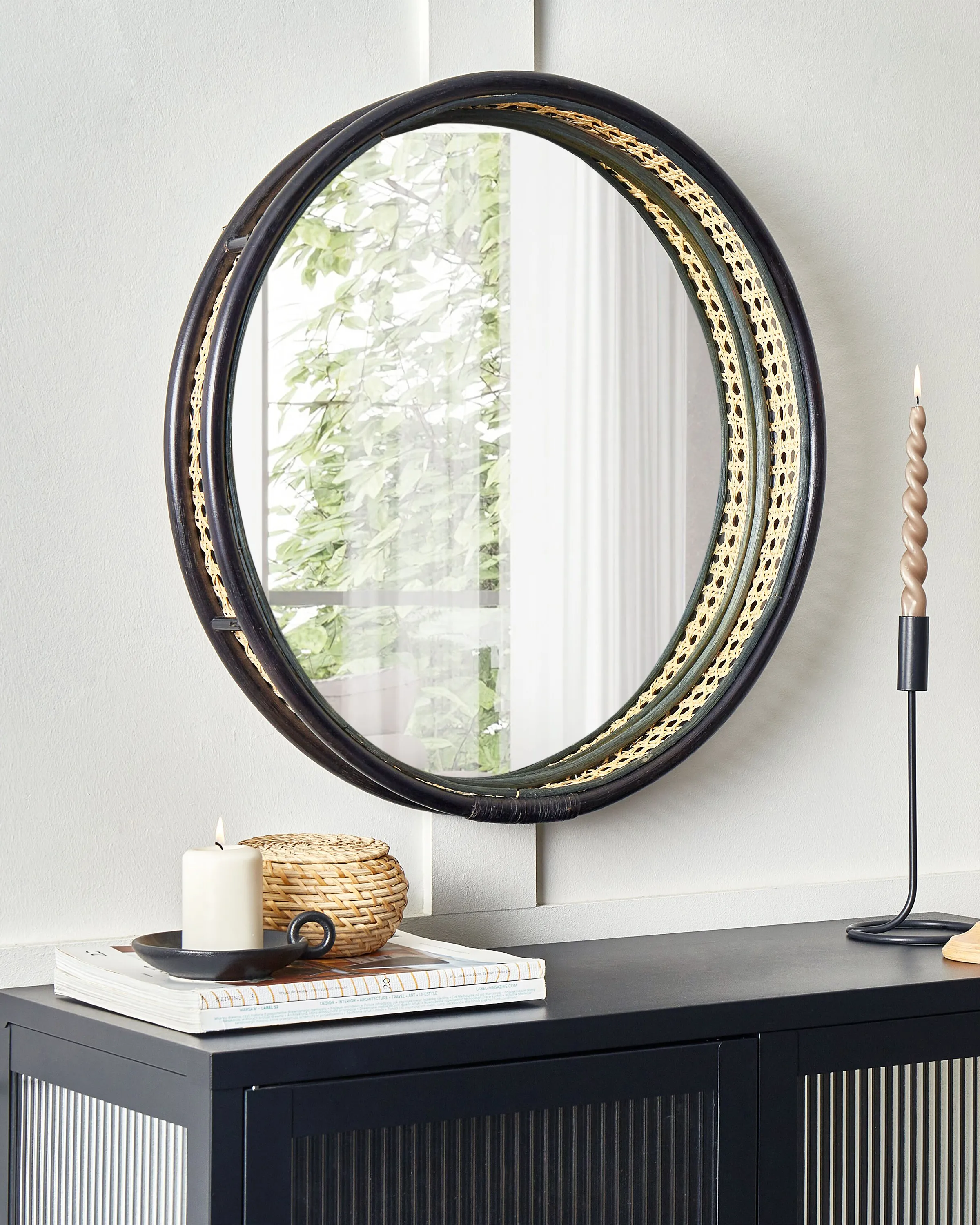 Wall Mirror DAKSA 60 cm 60 cm Rattan Black