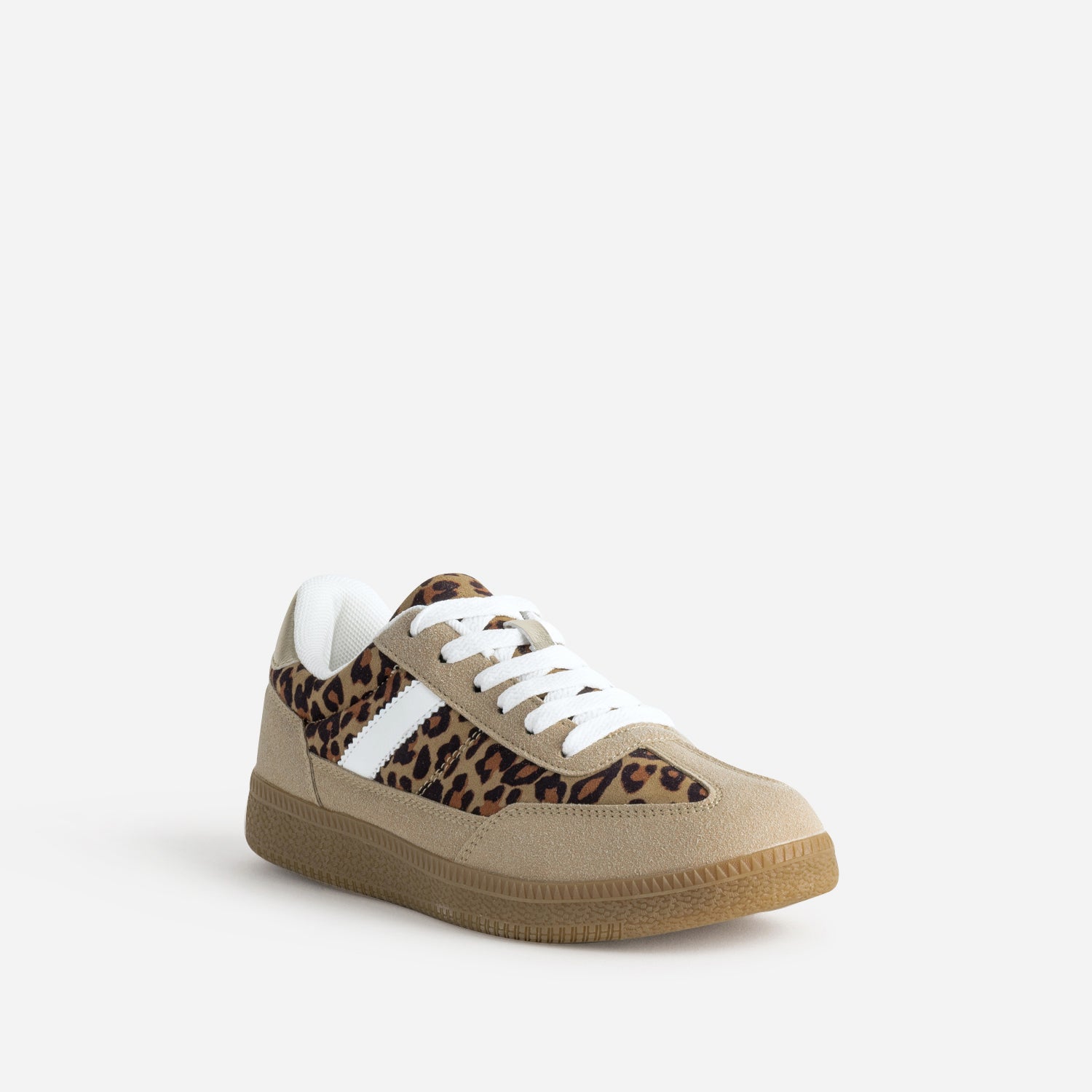 Tennis TEXTO beige et motif léopard