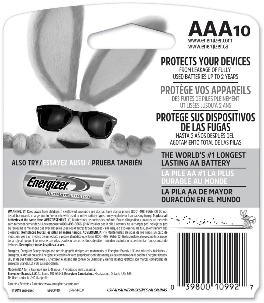 Energizer  Max 10-pk AAA Alkaline Batteries, Long Lasting, All Purpose