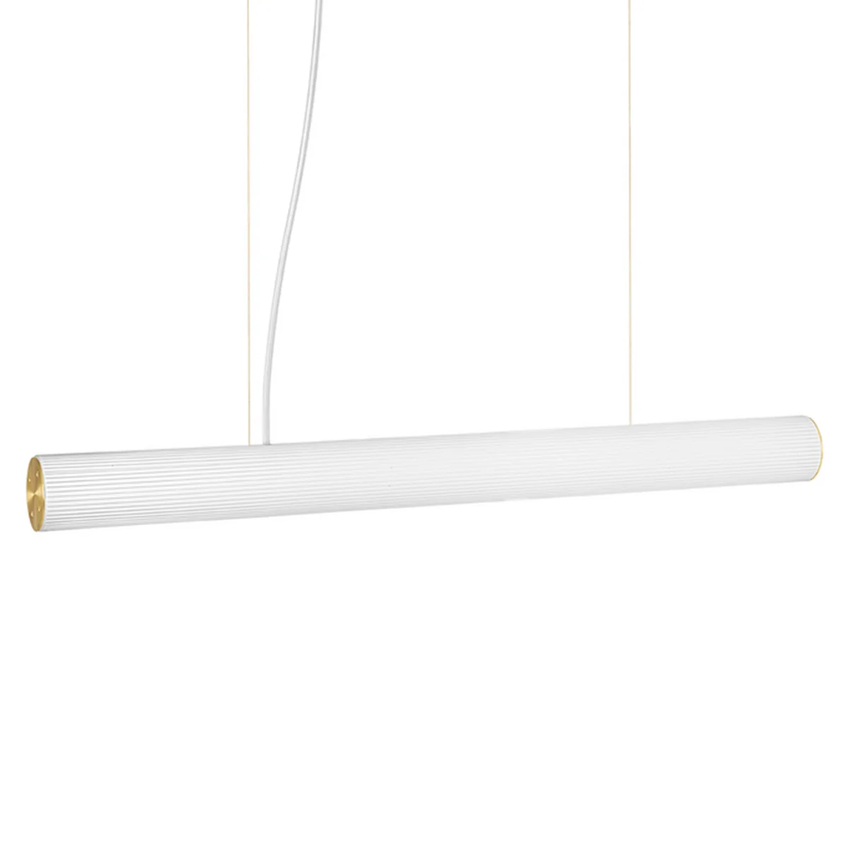 Ferm Living - Vuelta LED Pendelleuchte, L 100 cm, weiß / Messing