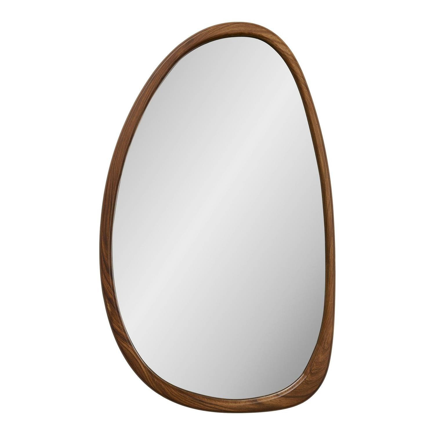 Miroir design organique avec cadre effet bois foncé BRIG