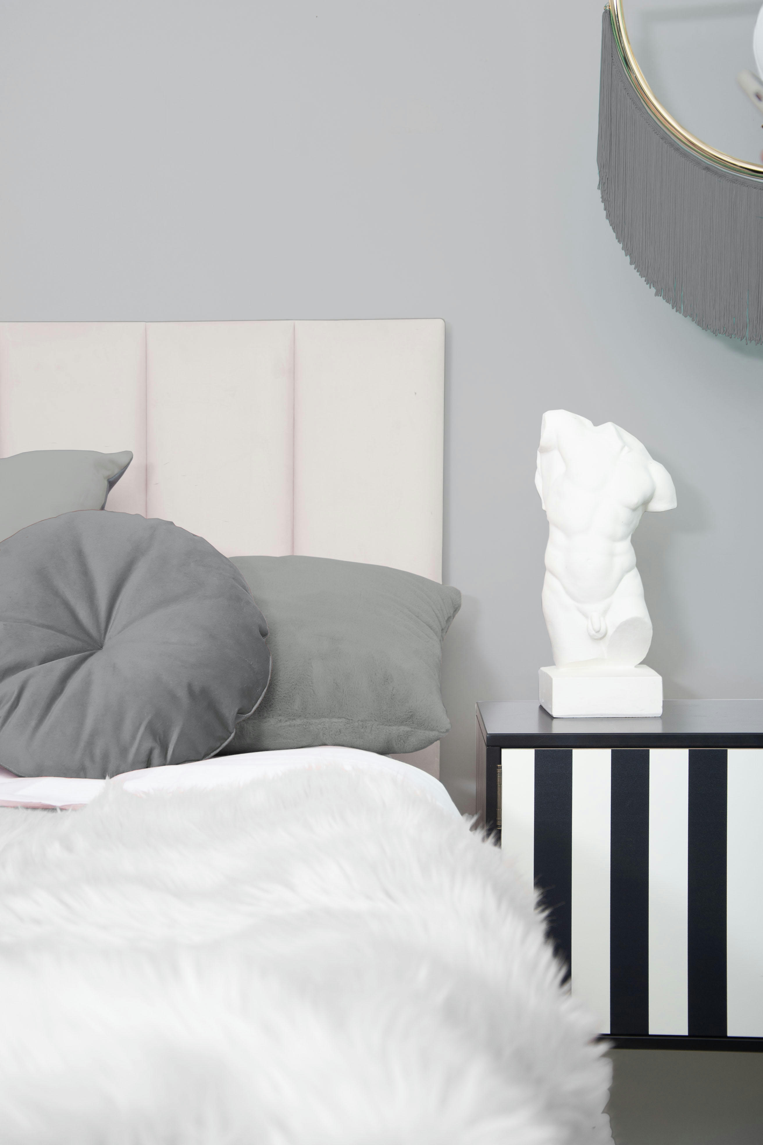 NILA - Tête de lit tapissée en velours gris 145x57cm