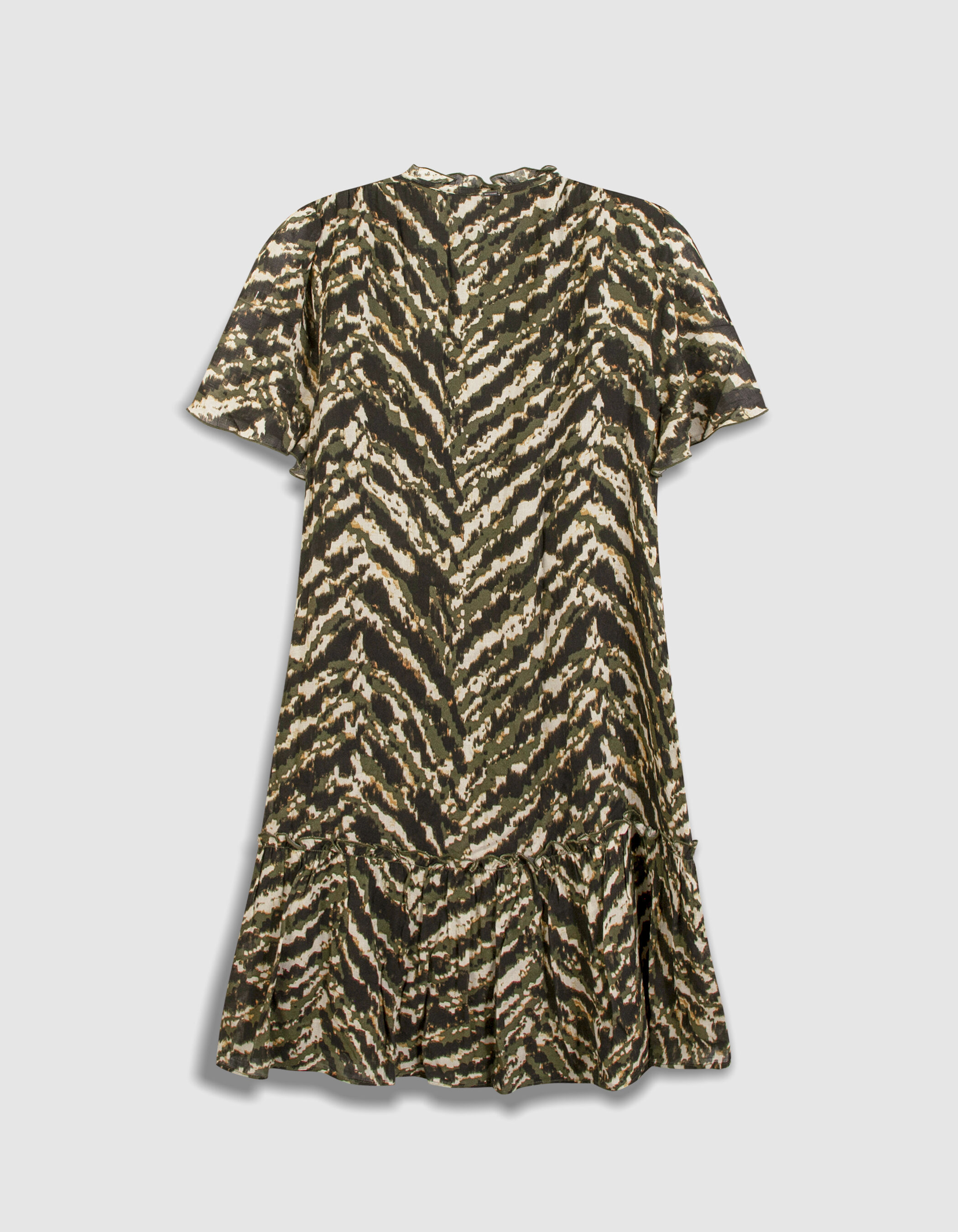 Robe kaki imprimé army manches papillon Femme