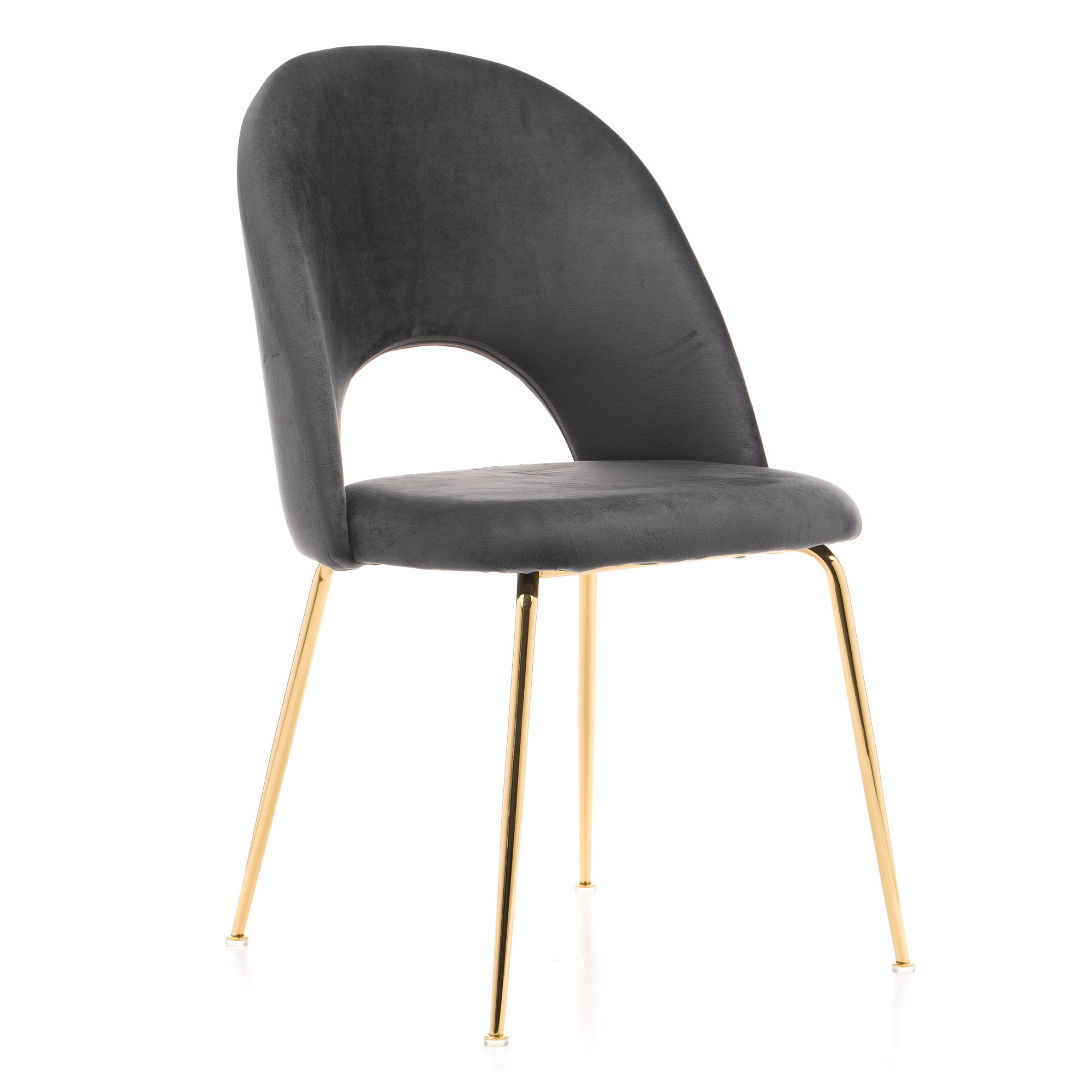 Krzesło Glamour KC-903-2 popiel welur, nogi złoty chrom