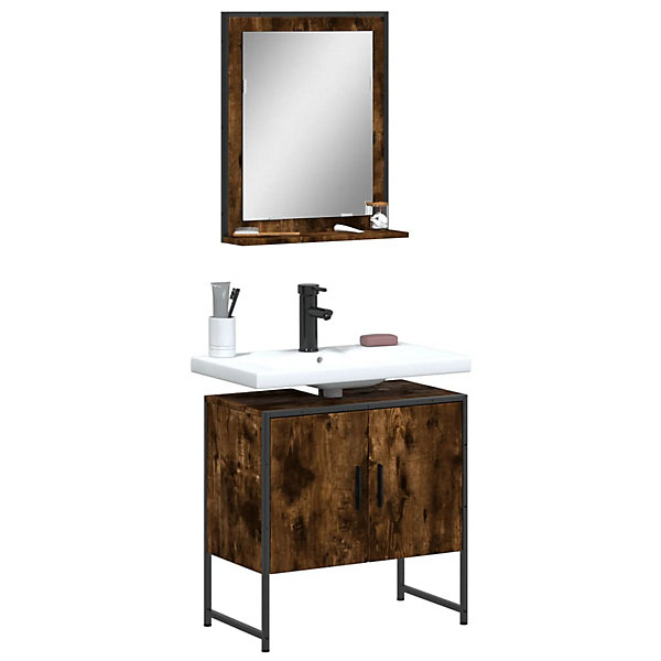 Ensemble d'armoires de salle de bain 2 pcs chêne fumé vidaXL