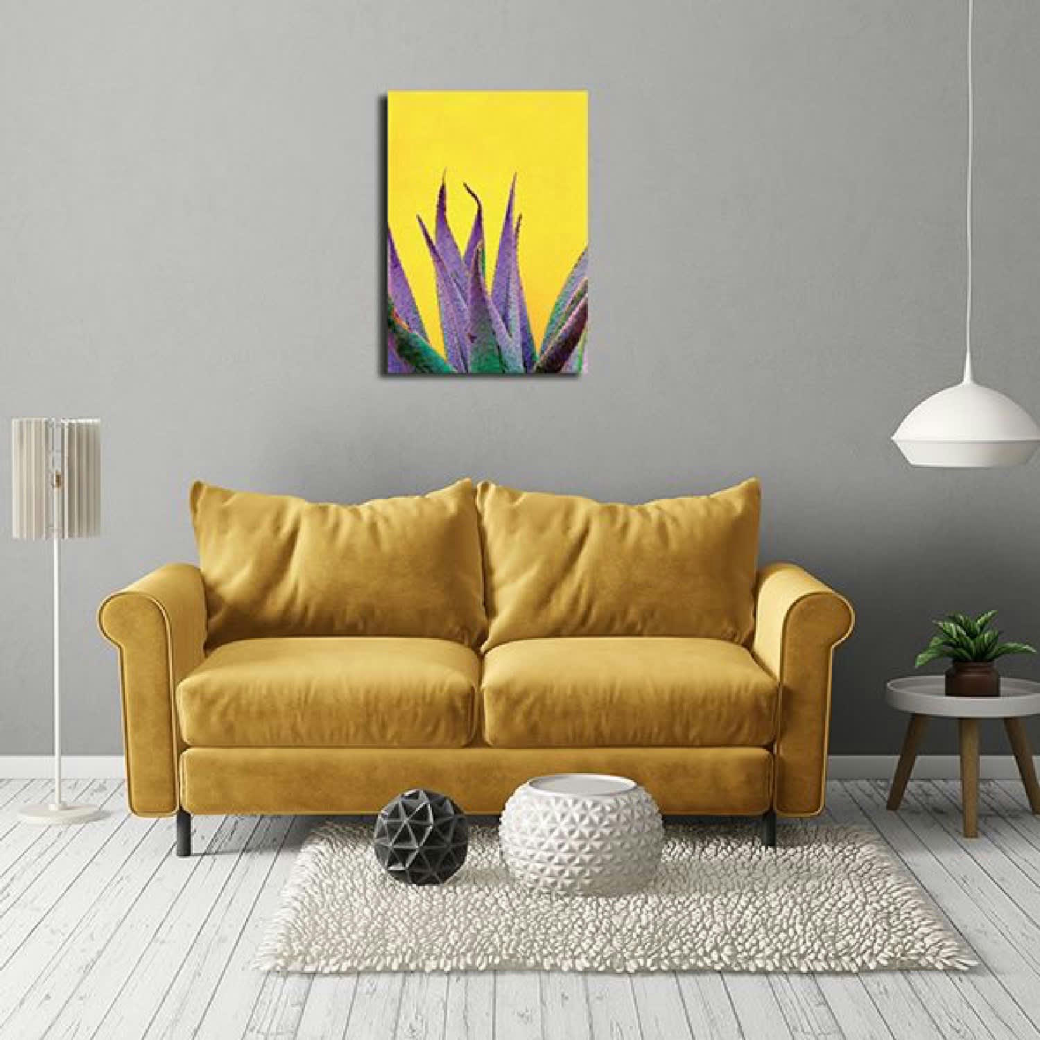 NATURE - Tableau métal cactus violet 32x45