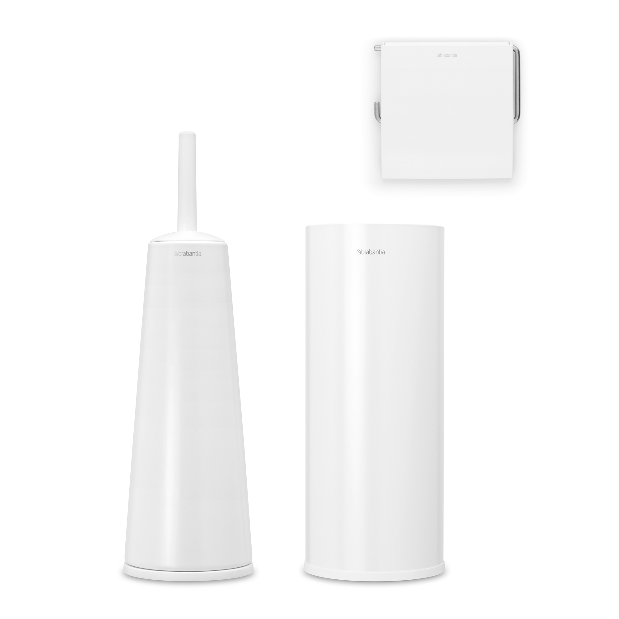 Brabantia ReNew Toiletaccessoire-set, toiletborstel met houder, toiletrolhouder en reserverolhouder - White