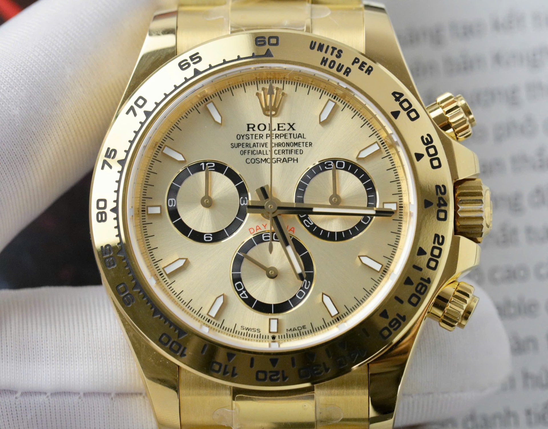 Rolex Daytona 126508 YG Plated Champagne Dial 40mm Oyster Super Clone