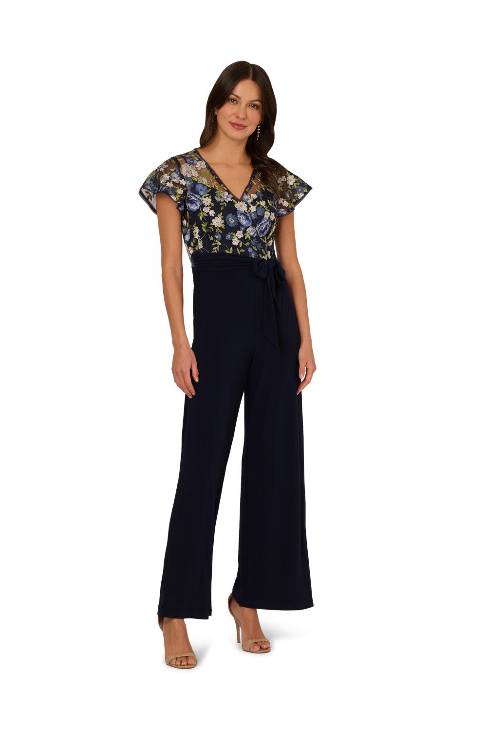 Adrianna Papell Embroidered Combo Jumpsuit