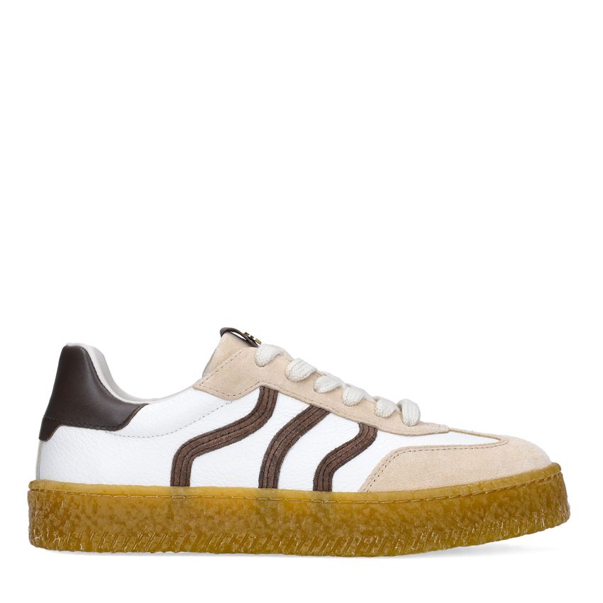 No Stress Witte leren sneakers met suède details