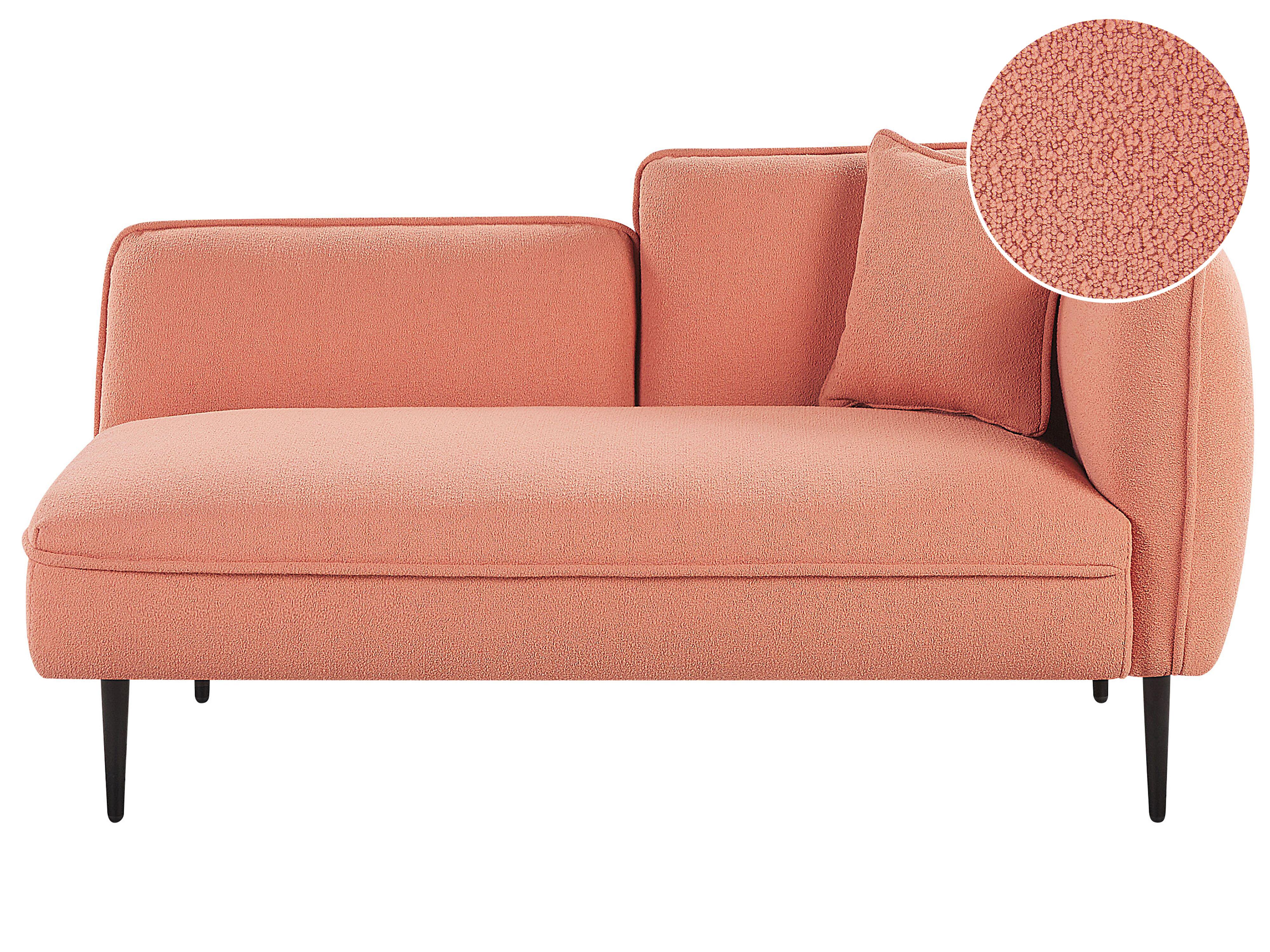 Right-Hand Chaise Longue CHEVANNES Boucle Peach Pink